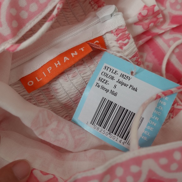 oliphant dress NWT tie strap midi jaipur pink size XS and Size Small available - Picture 8 of 11